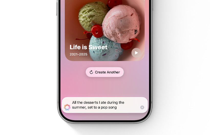 Cover of a customised new memory based on the description entered in the text field in the Photos app