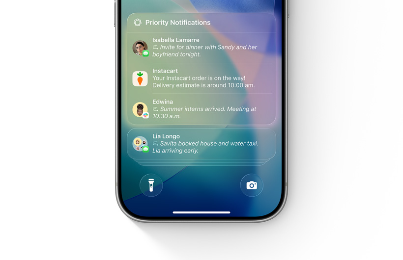 Notifications list on an iPhone highlights Priority Notifications at the top of the stack