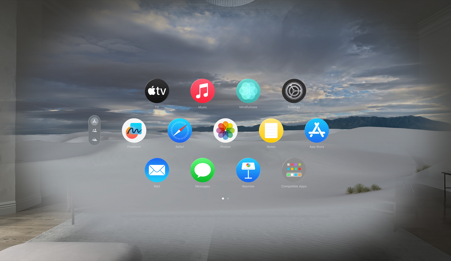 The Home Screen in the White Sands Environment