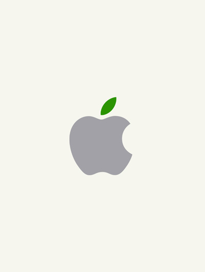 Logo Apple gris avec feuille verte