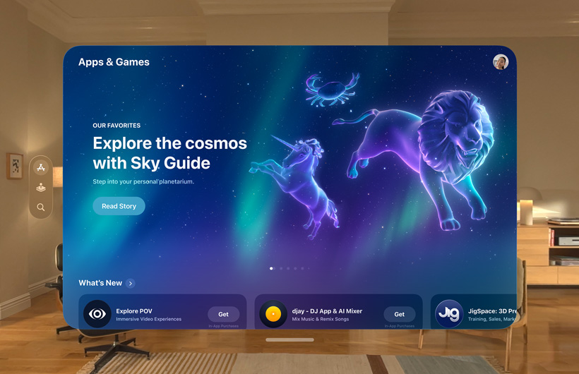 Apple Store interface shown in Apple Vision Pro
