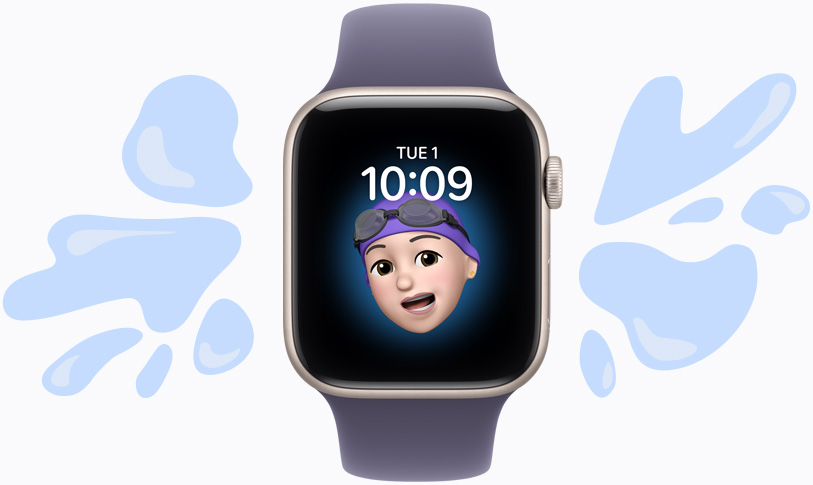 En Apple Watch full av vannsprut.