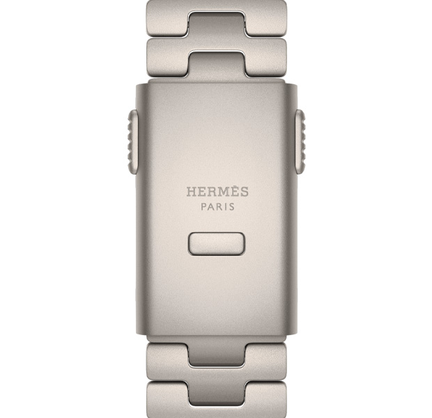 Bracelet Grand H Titane pour Apple Watch Hermès Ultra 4, Gris Titane, logo Hermès gravé sur la boucle