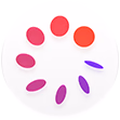 Cycle Tracking icon, a white circle with a ring of eight purple and orange discs inside