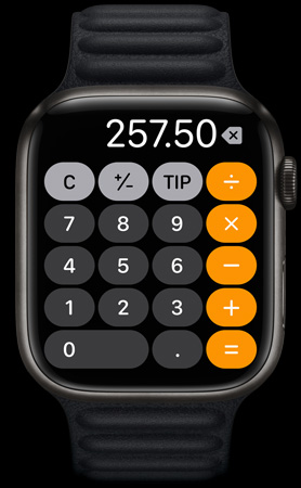 Apple Watch Series 7 Displaying Calculator App