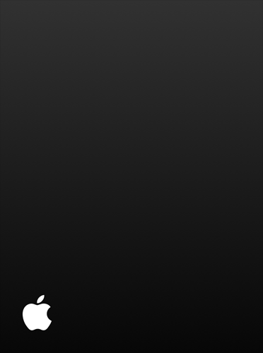 Imagem com fundo preto e o logotipo branco pequeno da Apple no canto inferior esquerdo