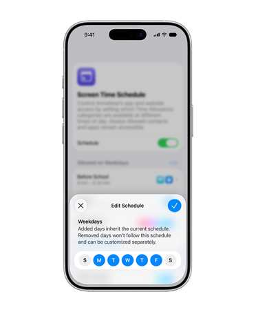 iPhone mostrando a interface de programação, solicitando que a pessoa edite o limite diário para uma conta de criança