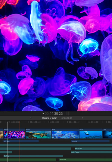 Lo schermo di un Mac. Viene mostrata l’app Final Cut Pro.