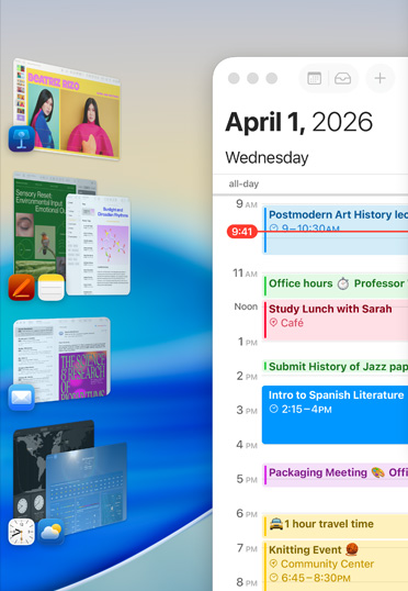 Various Apple apps, including Keynote, Pages, Notes and Mail, displayed in groupings on a screen.
