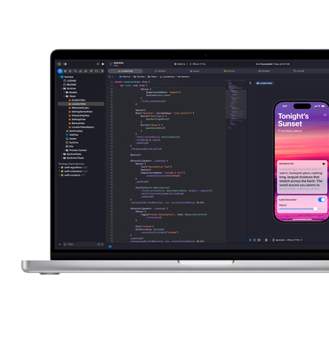 Xcode 앱에서의 코딩을 보여주는 화면