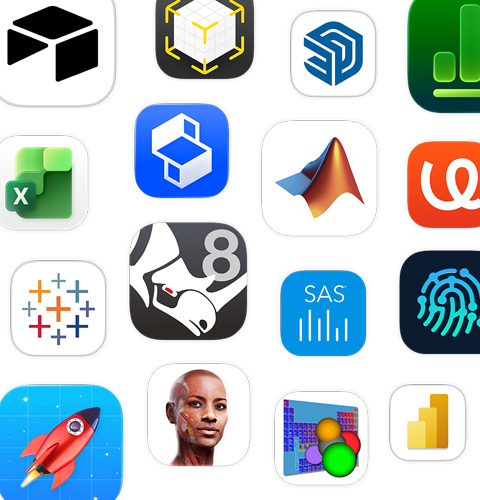 Shapr3D, MATLAB, uMake, Tableau 등 STEM 앱 아이콘 모음