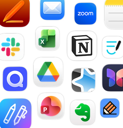 Google Drive, Evernote, Slack, Quizlet 등 생산성 앱 아이콘 모음 