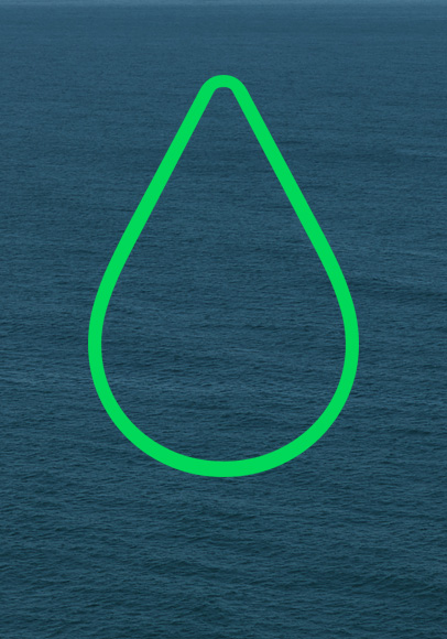 Ocean surface, green water drop icon