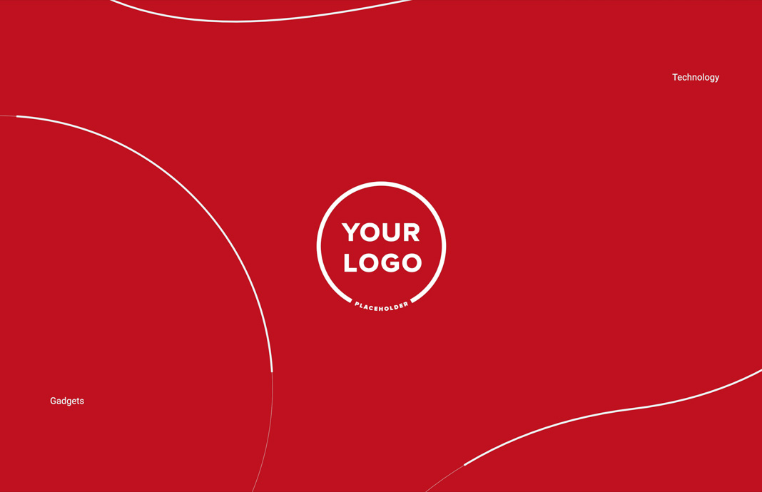 White type on a red background designed to look like a logo that reads — Your Logo, placeholder.