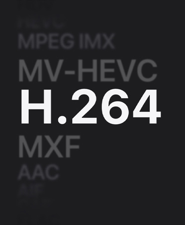Lista de MPEG IMX, MV-HEVC, H.264, MXF y AAC