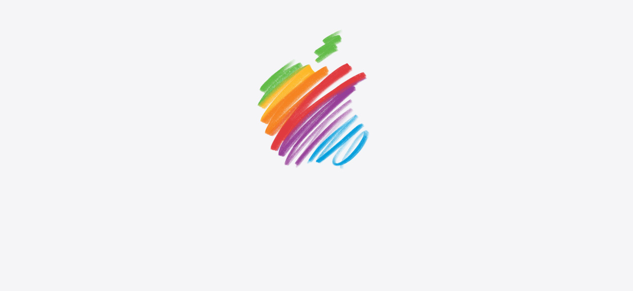 Rainbow Apple logo with the headline “50 Years of Thinking Different” and a link to read a letter from Tim Cook.