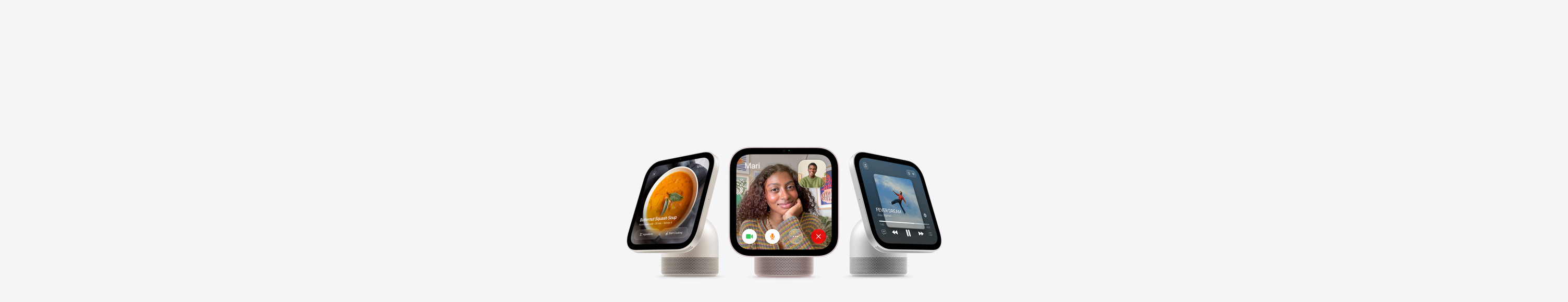 Multiple Apple HomeView devices, shown in an assortment of colors, highlighting a variety of colorful screens
