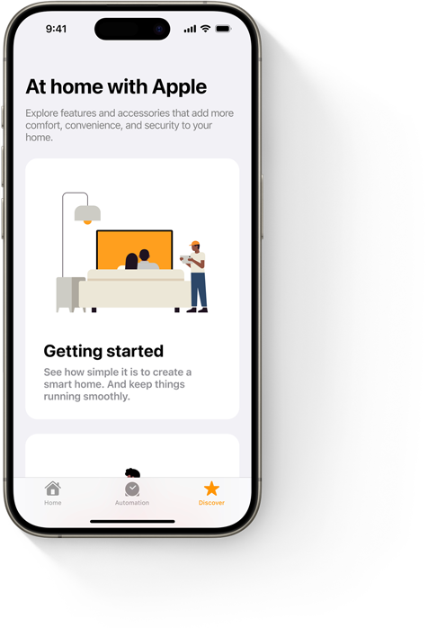 iPhone showing the Home app's 'Getting started' screen