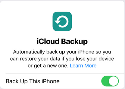 螢幕顯示 iCloud 備份的資料使用情況