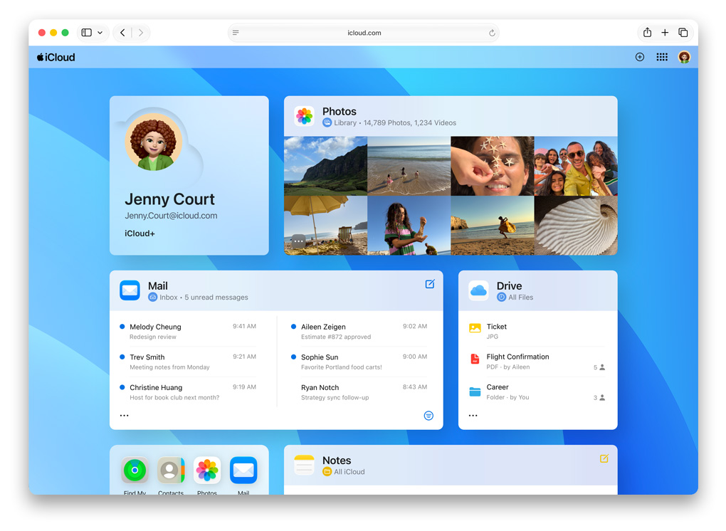 Az iCloud.com képernyőfotója