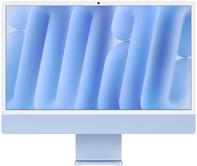 Parte da frente do iMac azul