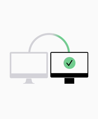 Ilustração simples demonstrando a transferência de dados de um notebook antigo para um novo