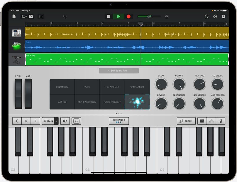 iPad Air, der viser en sang blive lavet