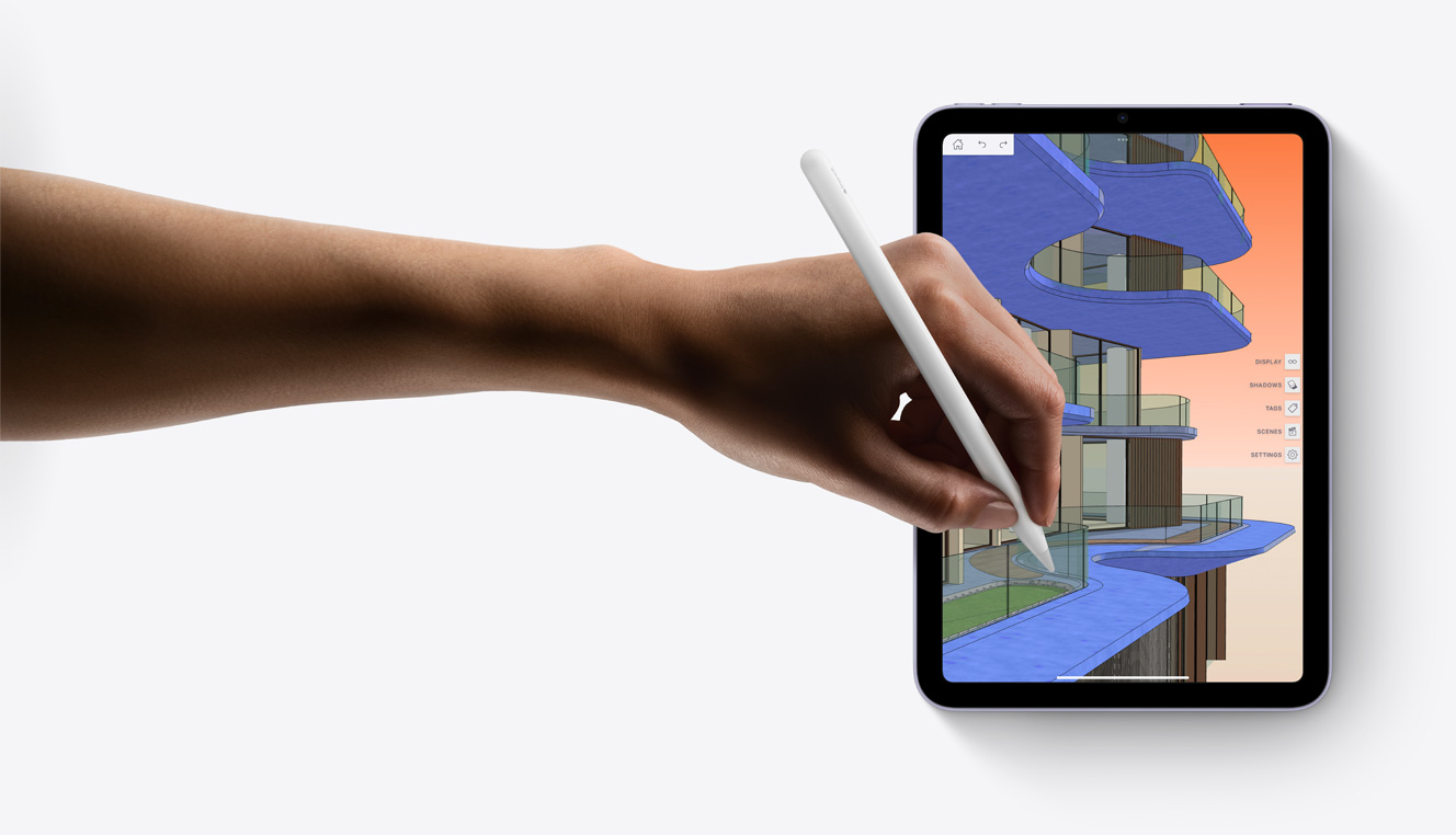 Menggunakan Apple Pencil di aplikasi SketchUp di iPad mini
