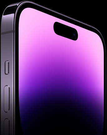 Side view of iPhone 14 Pro showcasing the Ceramic Shield front.