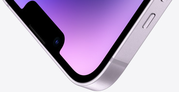 Bagian depan Ceramic Shield iPhone 14 berwarna Ungu
