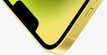 Bagian depan Ceramic Shield iPhone 14 berwarna Kuning