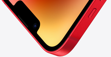 The Ceramic Shield front of iPhone 14 in (PRODUCT)RED