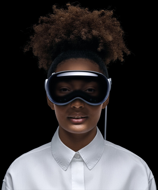 A photo of a person wearing Apple Vision Pro