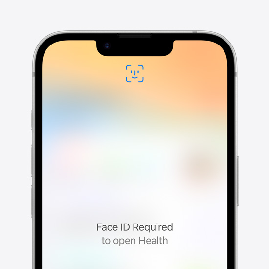 Partial screen of iPhone 16e showing Face ID login for Health app.