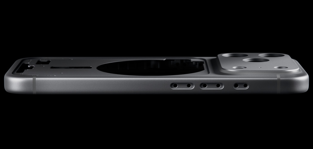 iPhone 17 Pro, achterkant, unibodybehuizing van gesmeed aluminium