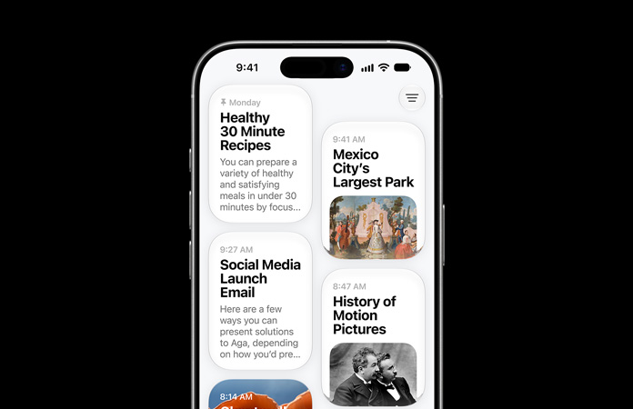 iPhone 17, front screen shows Siri app displaying Siri AI conversations about healthy thirty-minute recipes, Mexico City largest park, social media launch email, history of motion pictures, chanterelle mushrooms, and rarest pigment explanation