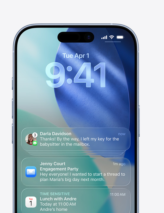 Écran d’iPhone affichant des messages contextuels