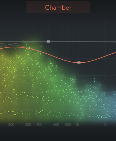 Pantalla que muestra herramientas para ajustar la reverberación y los efectos de un sintetizador