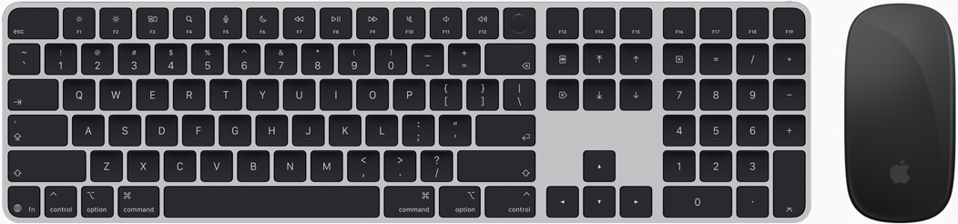Top view of Magic&nbsp;Keyboard and Magic&nbsp;Mouse