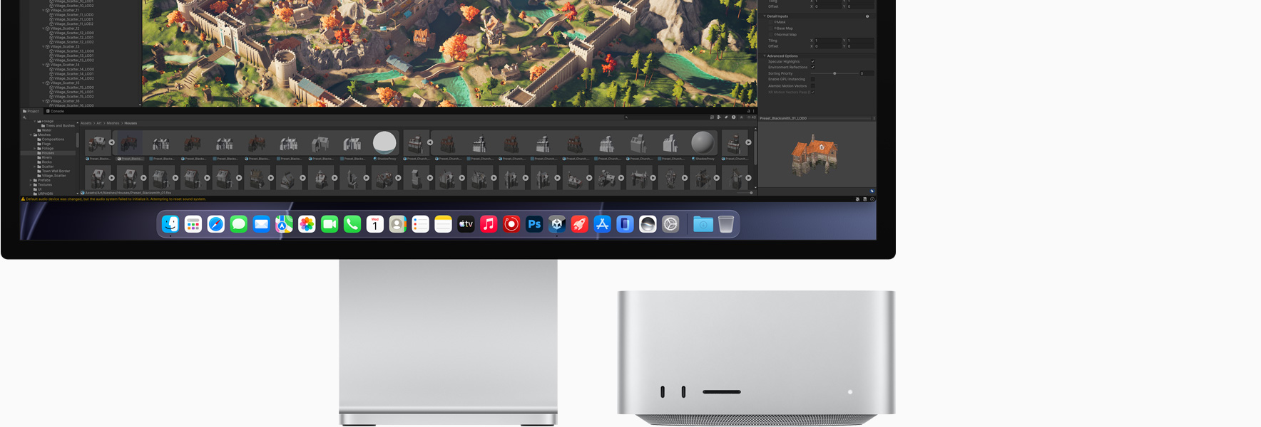 Studio Display XDR, screen shows Unity Editor