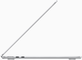 Vista lateral de un MacBook Air con chip M2 color plata