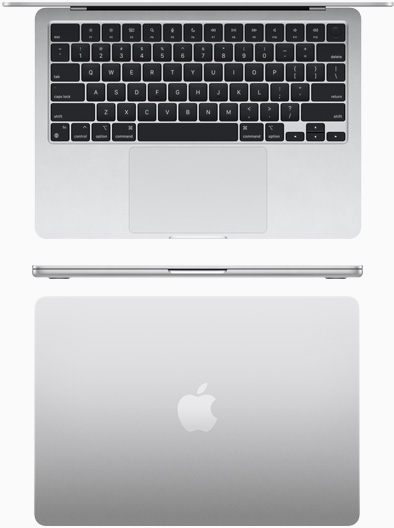 Vista superior de un MacBook Air con chip M2 color plata