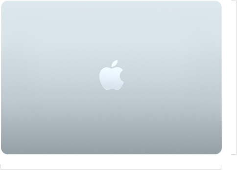 Parte externa do MacBook Air de 15 polegadas fechado com o logotipo da Apple centralizado.