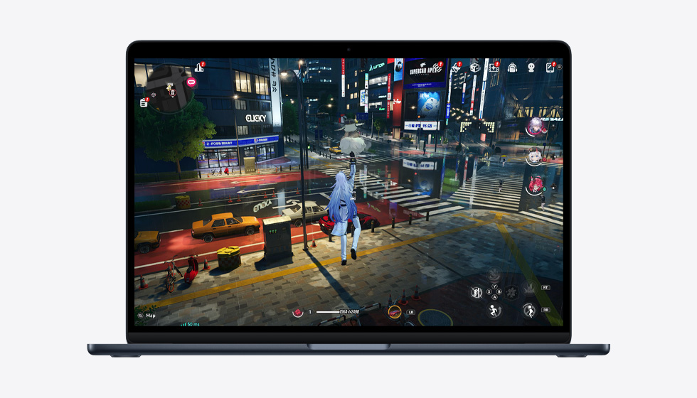 Tela do MacBook Air mostrando um jogo para destacar os recursos do chip M5