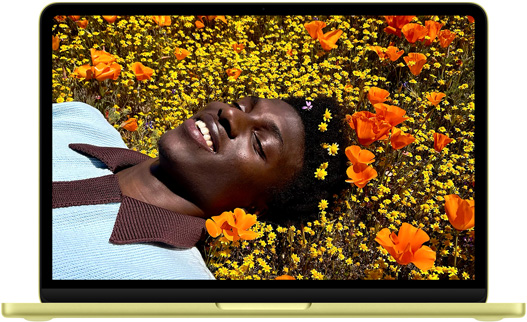 صورة لجهاز MacBook Neo مقاس 13 إنش تعرض شاشة ريتنا ليكويد XDR