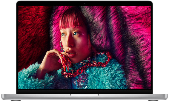 Imagen de un MacBook Pro de 14 pulgadas que destaca la pantalla Liquid Retina XDR