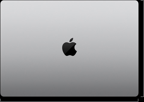 16 tuuman MacBook Pro ulkopuolelta, suljettuna, Applen logo keskellä