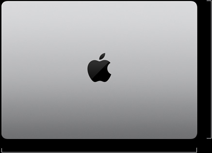 Parte externa do MacBook Air de 14 polegadas fechado com o logotipo da Apple centralizado.