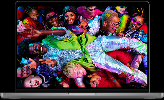 MacBook Pro de 14 polegadas mostrando a tela Liquid Retina XDR.