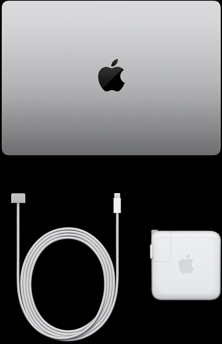 MacBook Pro 14 pouces, câble USB-C vers MagSafe 3 et adaptateur d’alimentation